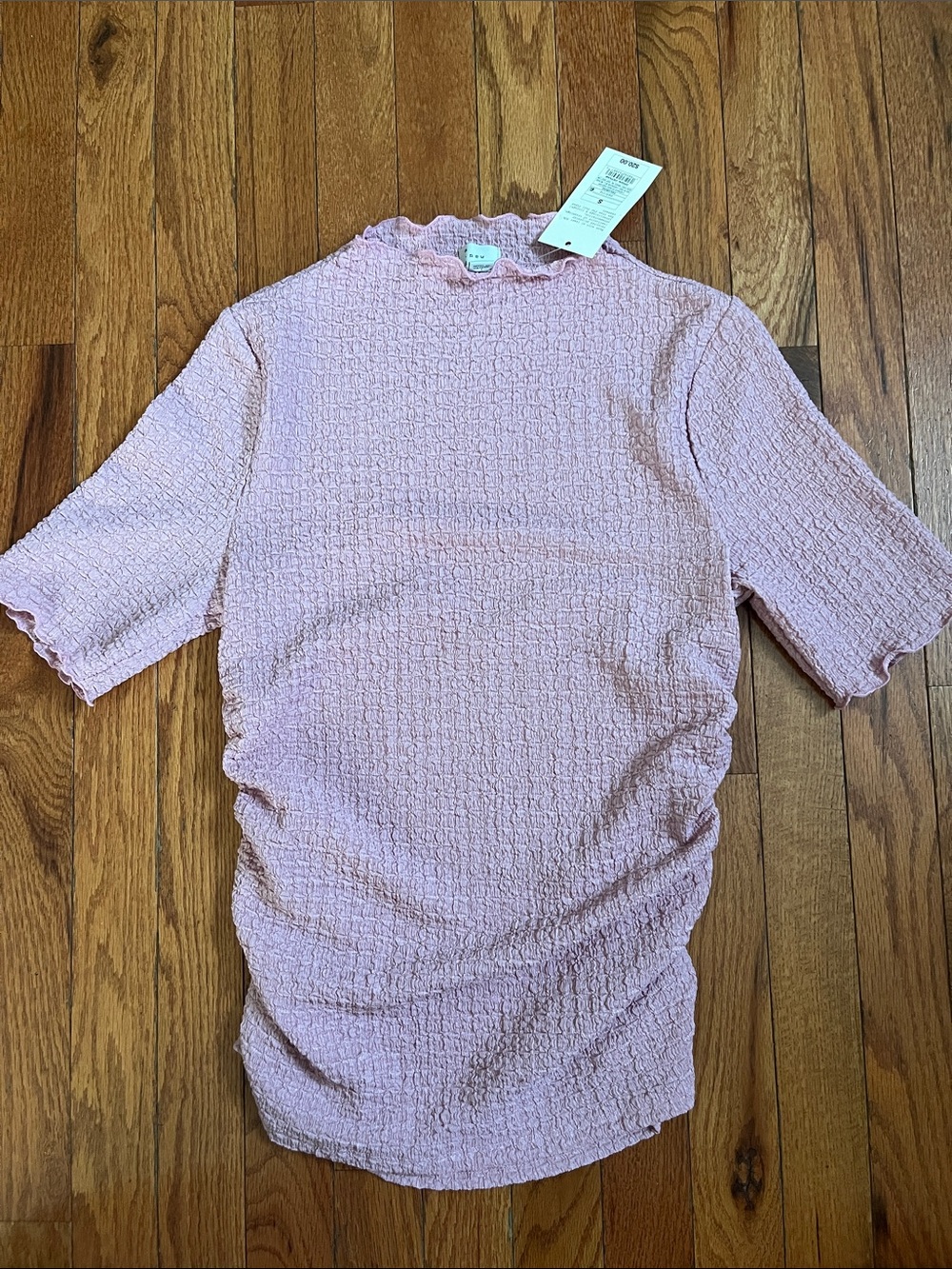 Pink Textured Short Sleeve Top - Unbranded